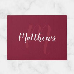 Modern script - op maat gemaakt monogram & naam va deurmat