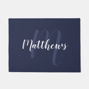 Modern script - op maat gemaakt monogram & naam va deurmat