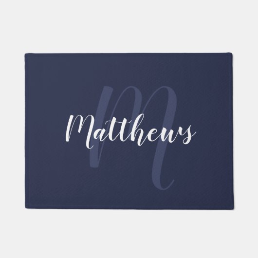 Modern script - op maat gemaakt monogram & naam va deurmat (Voorkant)