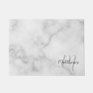 Modern script - op maat gemaakt monogram & naam va deurmat