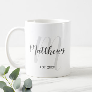 Modern script - op maat gemaakt monogram & naam va koffiemok