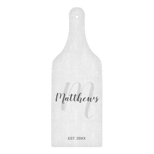 Modern script - op maat gemaakt monogram & naam va snijplank (Voorkant)