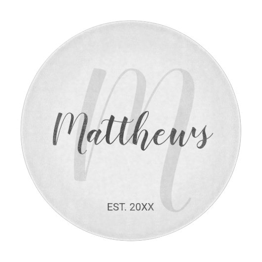 Modern script - op maat gemaakt monogram & naam va snijplank (Voorkant)
