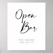 Modern Script Open Bar Wedding Poster (Voorkant)