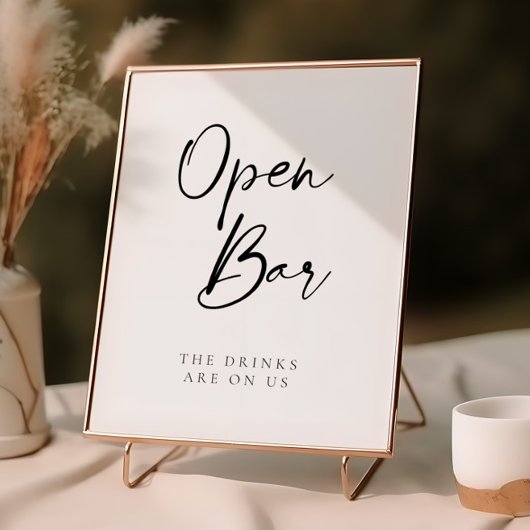 Modern Script Open Bar Wedding Poster