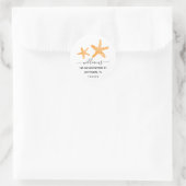 Modern Script Oranje Starfish Return Address Ronde Sticker (Tas)