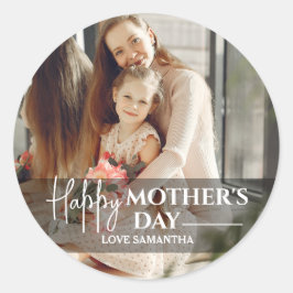 Modern Script Overlay 1 foto Happy Mothers Day Ronde Sticker