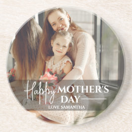 Modern Script Overlay 1 foto Happy Mothers Day Zandsteen Onderzetter
