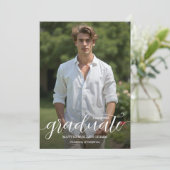 Modern Script Overlay Photo Afstuderen Aankondiging (Staand voorkant)