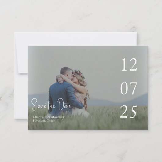 Modern Script Overlay Wedding QR-code Save The Date (Voorkant)