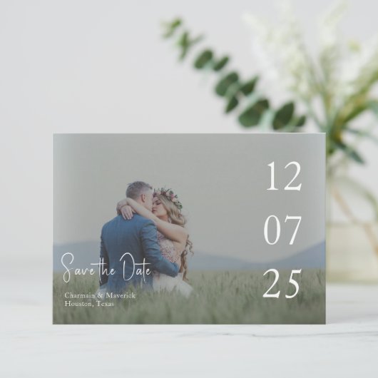 Modern Script Overlay Wedding QR-code Save The Date (Staand voorkant)