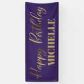 Modern Script Paars Goud Gefeliciteerd Spandoek (Verticaal)