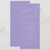 Modern Script Paars Huwelijksmenu Menu (Voorkant / Achterkant)