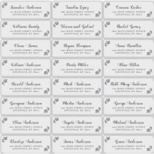 Modern Script Paarse Bloemen Gast Adresetiketten Sticker