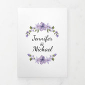 Modern script paarse bloemenfoto bruiloft stijlvol drieluik uitnodiging (Cover)