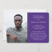 Modern Script Paarse en Wit 4 Foto Afstuderen Aankondiging (Achterkant)