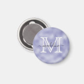 Modern Script Paarse Folie Monogram Kitchen Magneet (Voorkant / Achterkant)