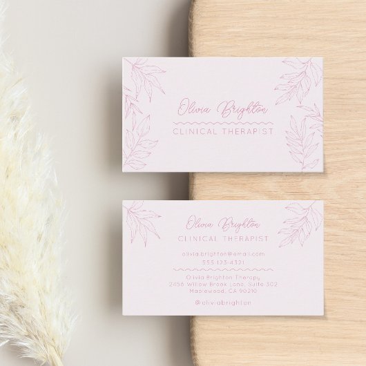 Modern Script Pale Blush Pink Therapist Visitekaartje