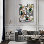 modern script pap grijs multi-foto gift imitatie canvas print<br><div class="desc">Papa schattig modern elegant script multi-foto design. Laat je fotografie zien met deze stijlvolle home decor cadeau.</div>