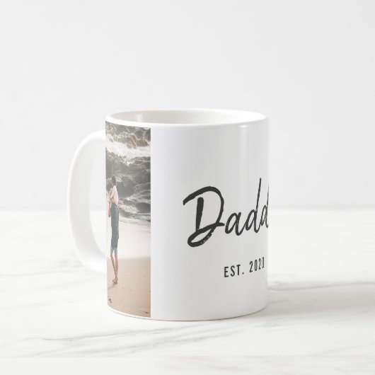 Modern Script papa Est. Vaderdag Foto Koffiemok (Voorkant links)