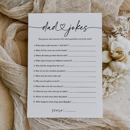 Modern Script Papa Jokes Baby shower spel Kaart