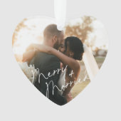 Modern Script Pas getrouwd eerste kerst Ornament (voorkant)