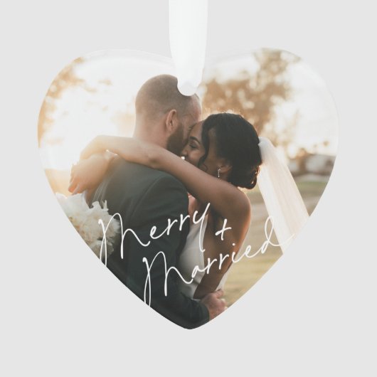Modern Script Pas getrouwd eerste kerst Ornament (voorkant)