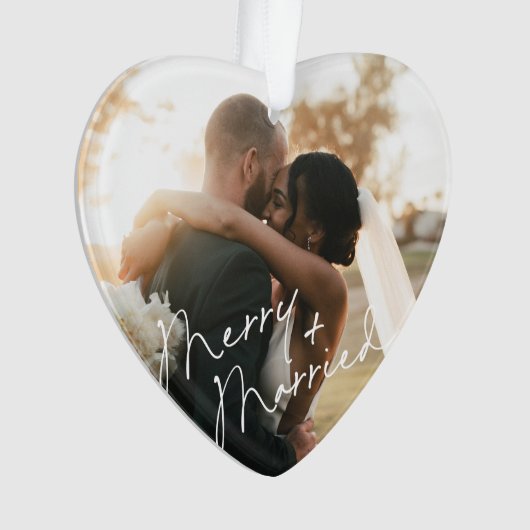 Modern Script Pas getrouwd eerste kerst Ornament (voorkant)