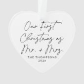 Modern Script Pas getrouwd eerste kerst Ornament (achterkant)