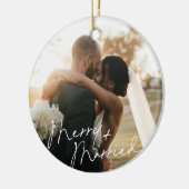 Modern Script Pas getrouwd eerste kerst Ornament (Links)