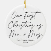 Modern Script Pas getrouwd eerste kerst Ornament (Achterkant)