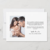 Modern Script Pasgeboren Baby Foto Hart Bedankkaart (Achterkant)