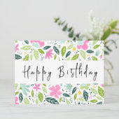 Modern Script Pastel Bloemen Elegant Gelukkige Ver Kaart (Staand voorkant)
