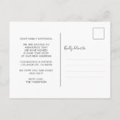 Modern Script Pastel Pink We hebben Foto's verplaa Aankondigingskaart (Achterkant)