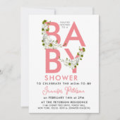 Modern Script Pastel Roze Baby shower Bloemen Kaart (Voorkant)