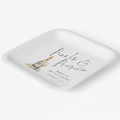 Modern Script Pearls en Prosecco Vrijgezellenfeest Papieren Bordje (Gebogen)