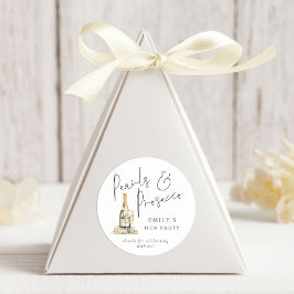 Modern Script Pearls Prosecco Hen Party Thanks Ronde Sticker
