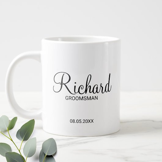 Modern Script Personalized Groomsman Coffee Mok