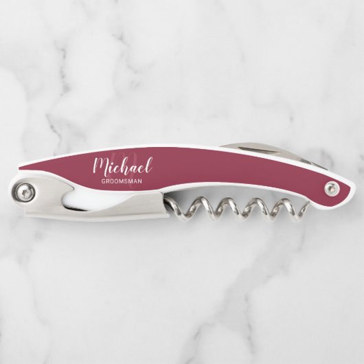 Modern Script Personalized Groomsman Kurkentrekker (Voorkant)