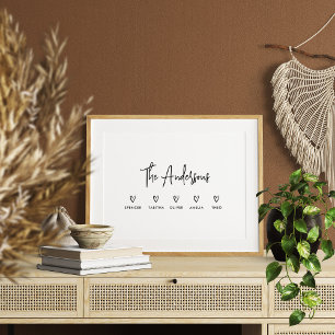 Modern script persoonlijk 5 familie cadeau poster