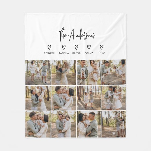 Modern script persoonlijk 5 familie cadeau zwart & fleece deken (Voorkant)