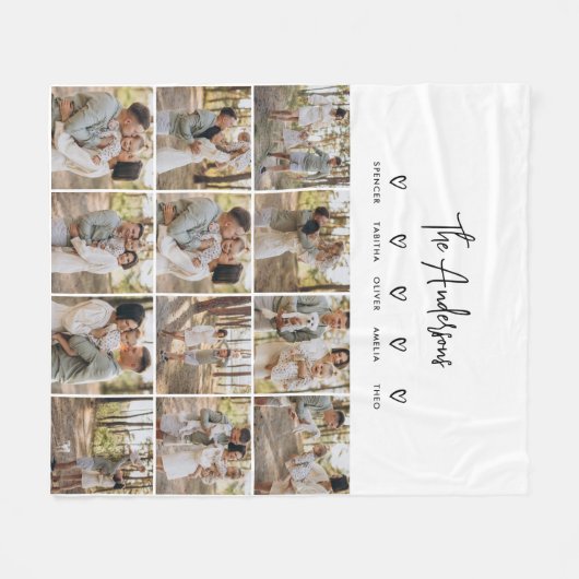Modern script persoonlijk 5 familie cadeau zwart & fleece deken (Voorkant (Horizontaal))