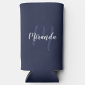 Modern Script Persoonlijk Monogram en Naam Seltz Seltzer Blikjeskoeler (Voorkant)