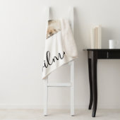 Modern Script Pet Dog Photo Monogram Sherpa Deken (In situ)