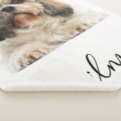 Modern Script Pet Dog Photo Monogram Sherpa Deken (3/4)
