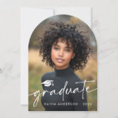 Modern script pet foto afstuderen aankondiging (Voorkant)