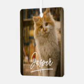 Modern Script Pet Photo Kerstmis Metalen Ornament (Voorkant links)