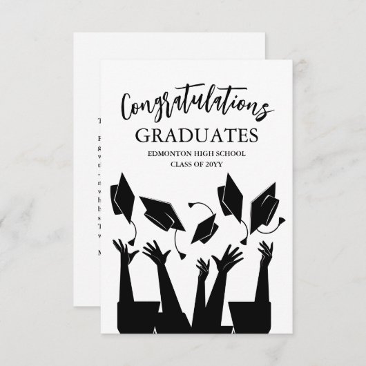 Modern Script Pet Toss White Afstuderen Bedankkaart (Voorkant / Achterkant)