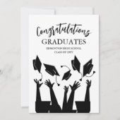 Modern Script Pet Toss White Graduation Party Kaart (Voorkant)