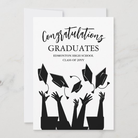 Modern Script Pet Toss White Graduation Party Kaart (Voorkant)